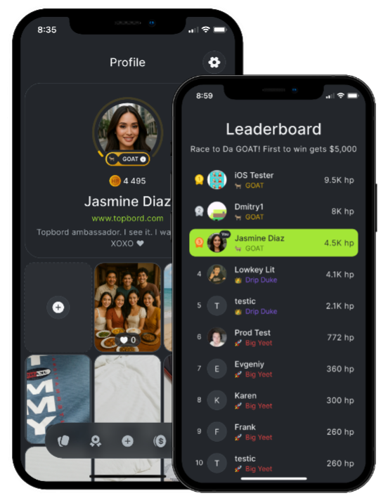 Topbord App - Evgeniy Profile with Da GOAT rank